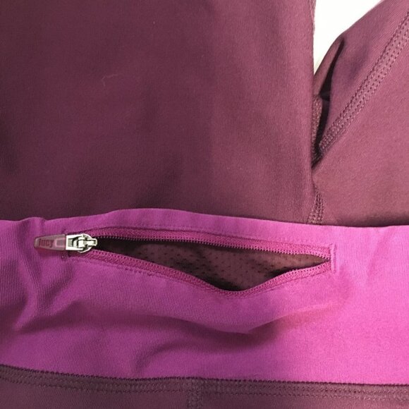 Lucy Cropped Reflective Workout Burgundy Leggings Lucytech Size S - Picture 8 of 8